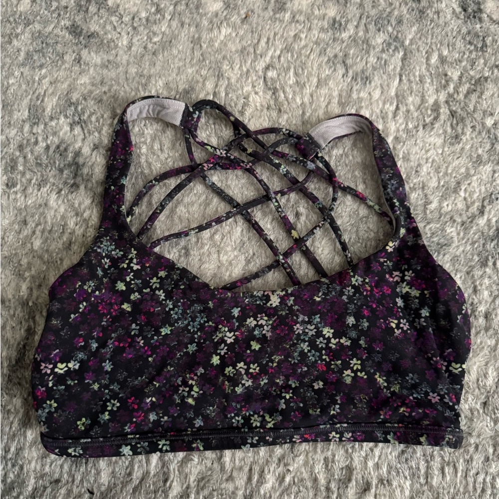 lululemon athletica Black Floral Sports Bra